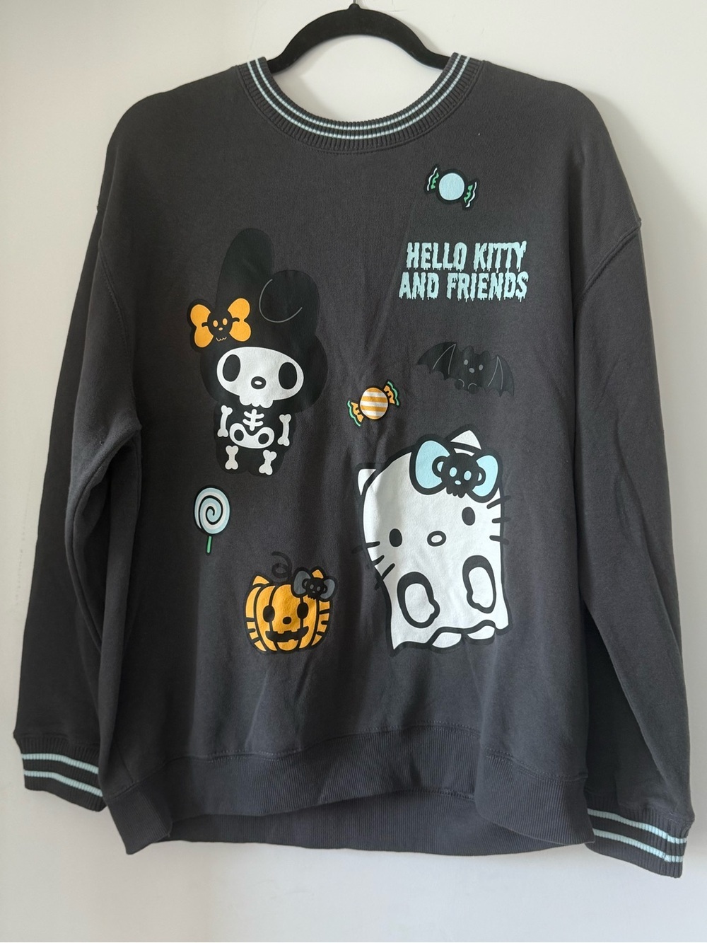 Hello Kitty Black & White Halloween Graphic Sweatshirt